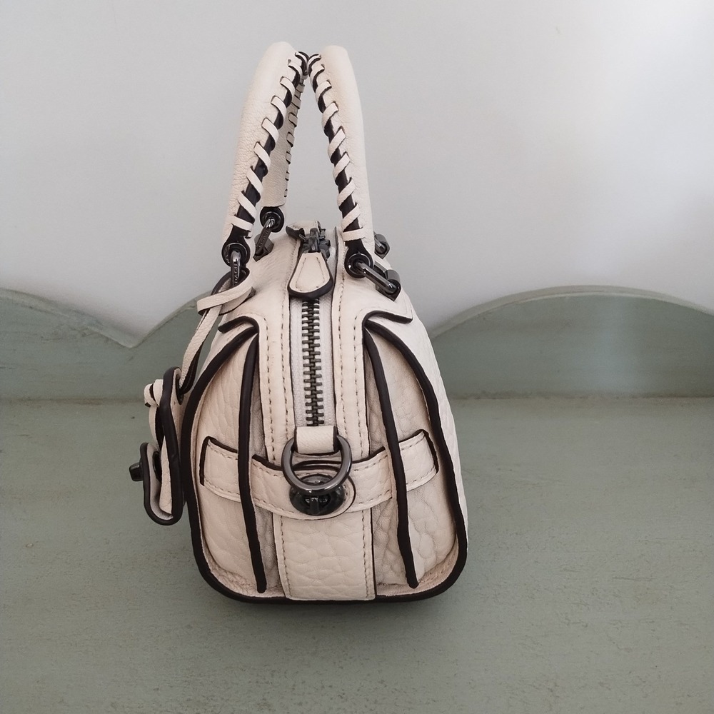 Very Rare Limited Edition Coach Ace 14 Nappa Pebbled Leather in Chalk Whipstitch - Picture 6 of 14